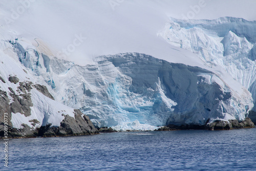 The frozen coasts of an island along the coasts of the Antarctic Peninsula, Antarctica