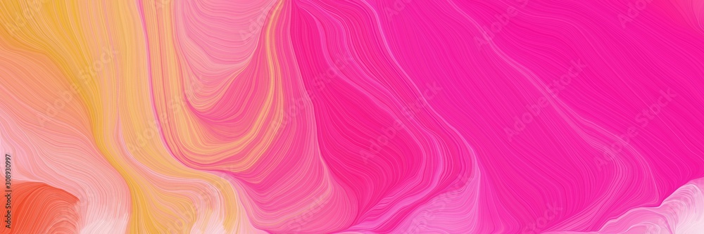 colorful horizontal banner. abstract waves design with deep pink, light salmon and light coral color