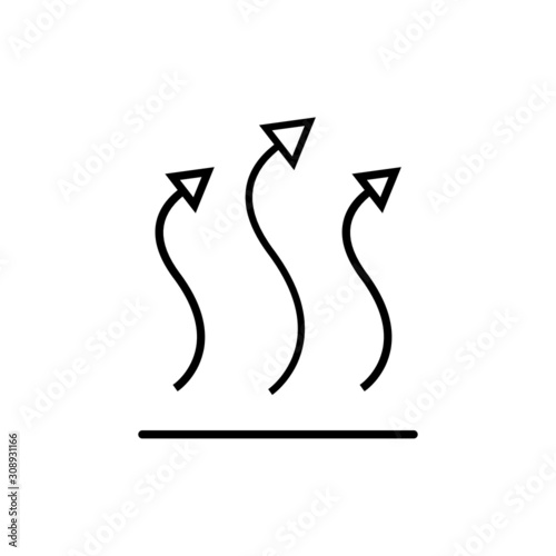 heat vector icon, arrows warm from floor illustration, heater or microwave sign, thermal waves symbol.
