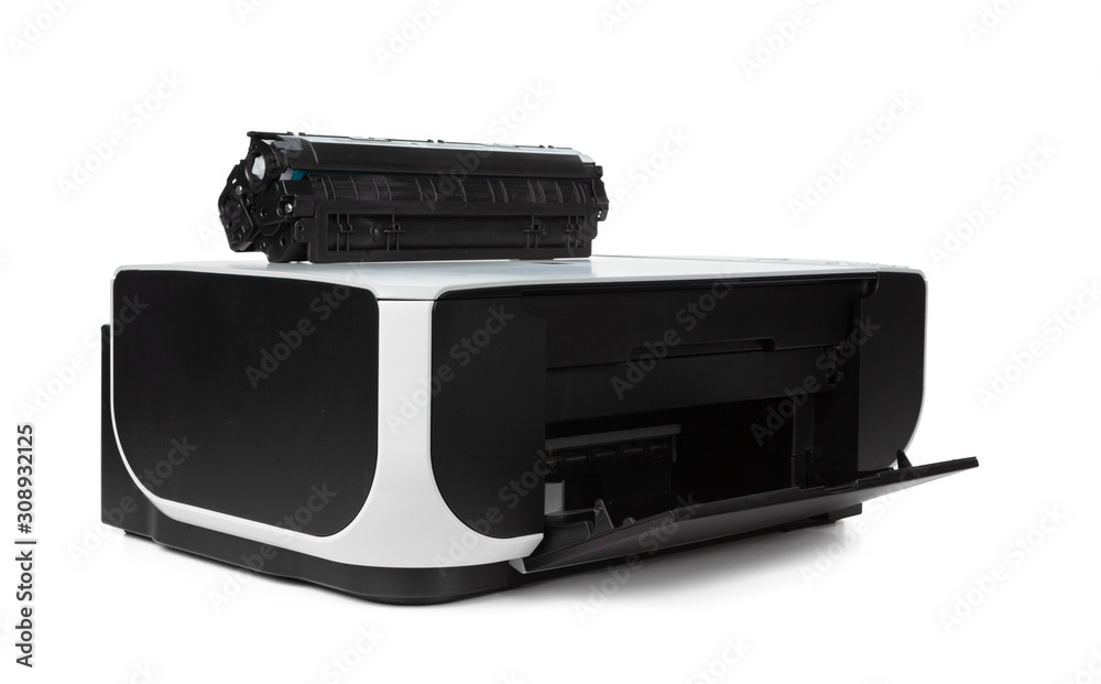 Black multi function printer isolated against a white background Black multi function printer isolated against a white background