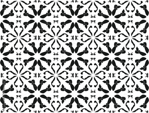 black and white vector floral ornament for ceramic tile