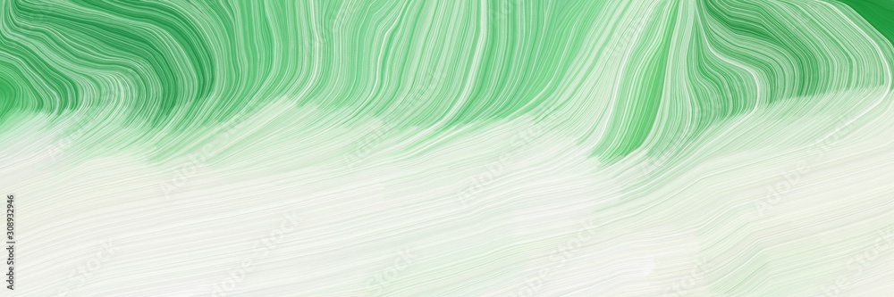 horizontal banner with waves. abstract waves design with beige, medium sea green and dark sea green color