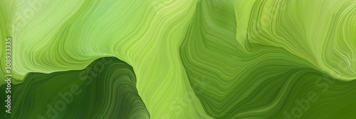 horizontal banner with waves. curvy background illustration with moderate green, yellow green and very dark green color