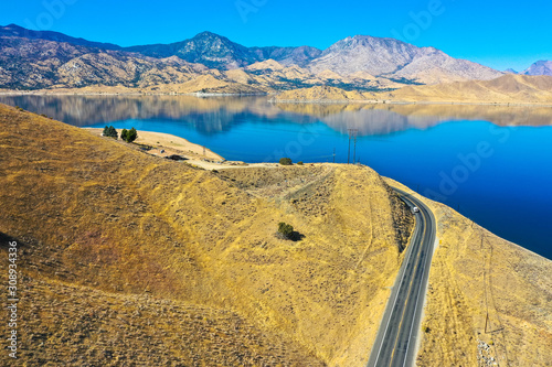 Aerial view, Lake Isabella in the southern Sierra Nevada mountains photo