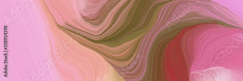 horizontal banner with waves. abstract waves illustration with pastel magenta, brown and pale violet red color