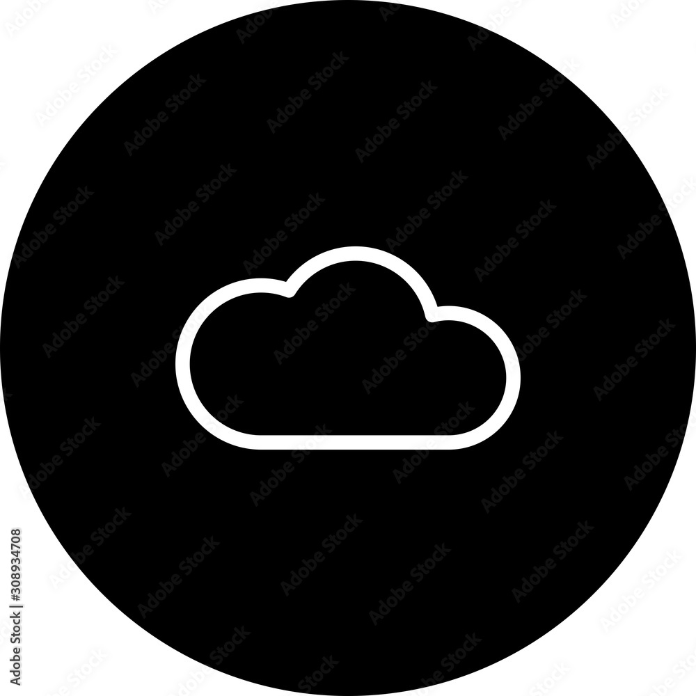 Black Circle Cloud Icon With White Background Black Circle Cloud Icon With White Background