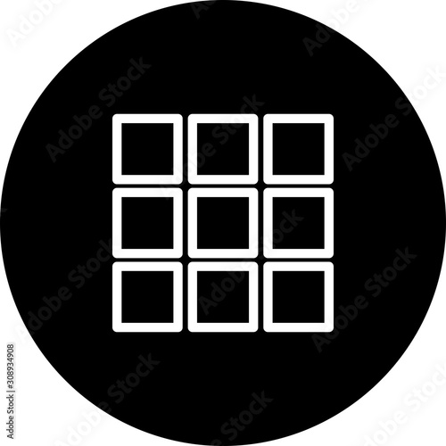 Black Circle Grid Icon With White Background