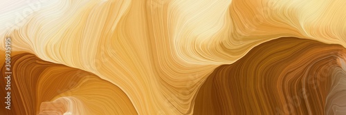 horizontal banner with waves. modern soft curvy waves background illustration with sandy brown, wheat and chocolate color
