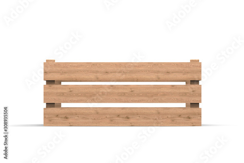 Wooden box. Box. 3D rendering.