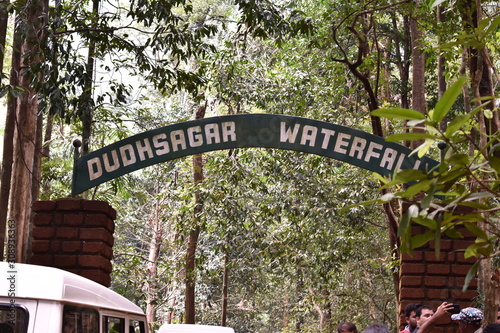 entry gate of dudhsagar waterfall in goa, india