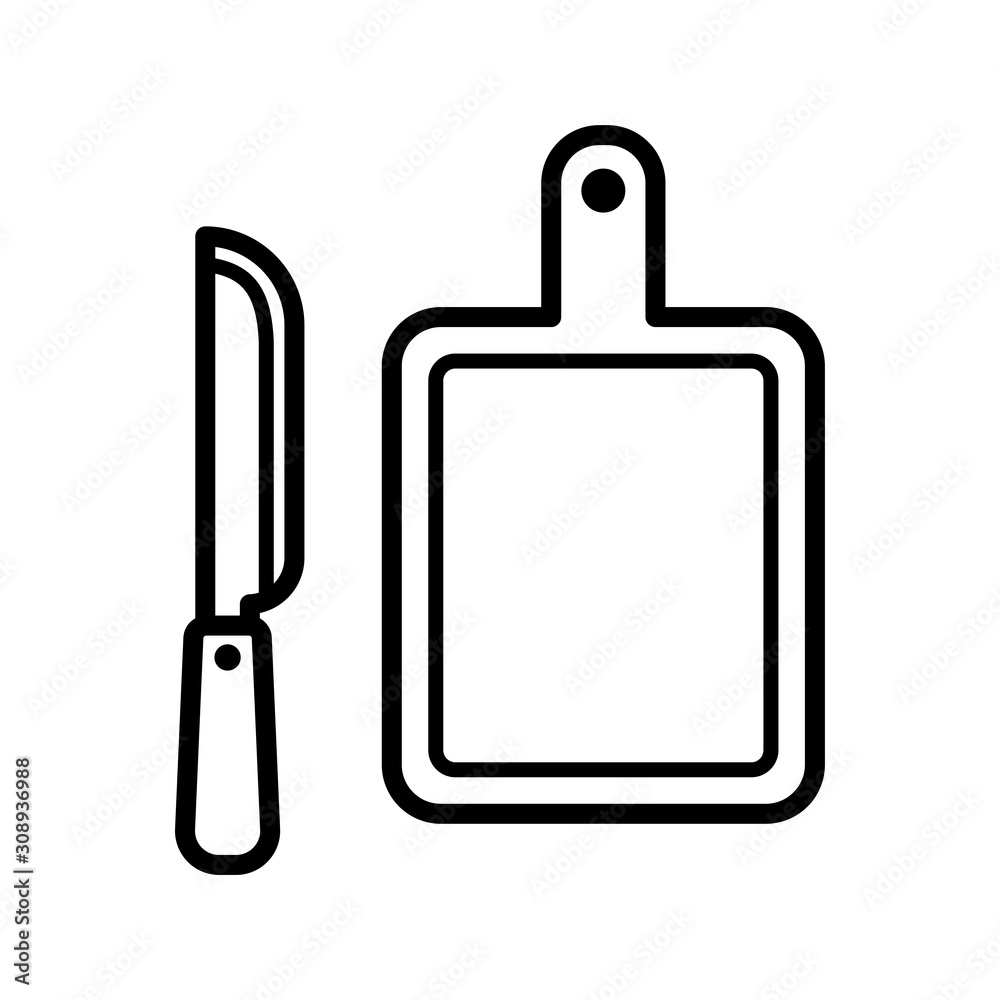 Obraz premium cutting board - kitchen utensils icon vector design template