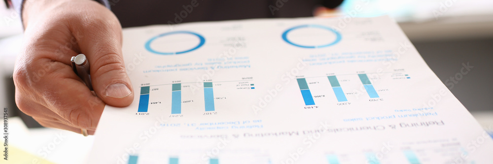 Fototapeta premium Auditor Calculating Tax Income Using Business Data