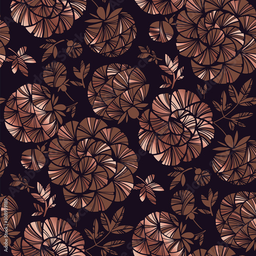 Luxury black and gold floral seamless pattern