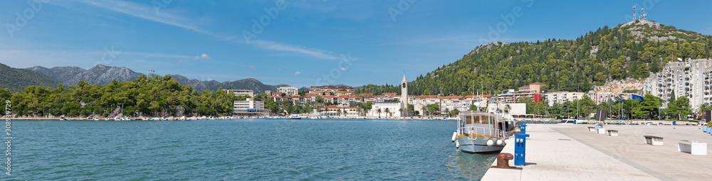 Croatia - The panorama of Ploce harbor with the town.