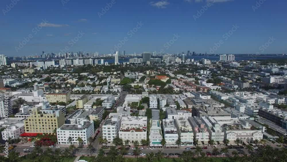 4K Drone descending over Miami South Beach 4K Drone descending over Miami South Beach