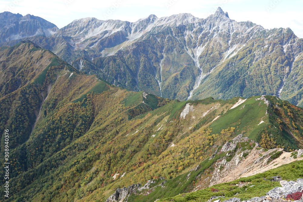 Landscape of Jonen mountains (Japan alps / Japanese mountains)