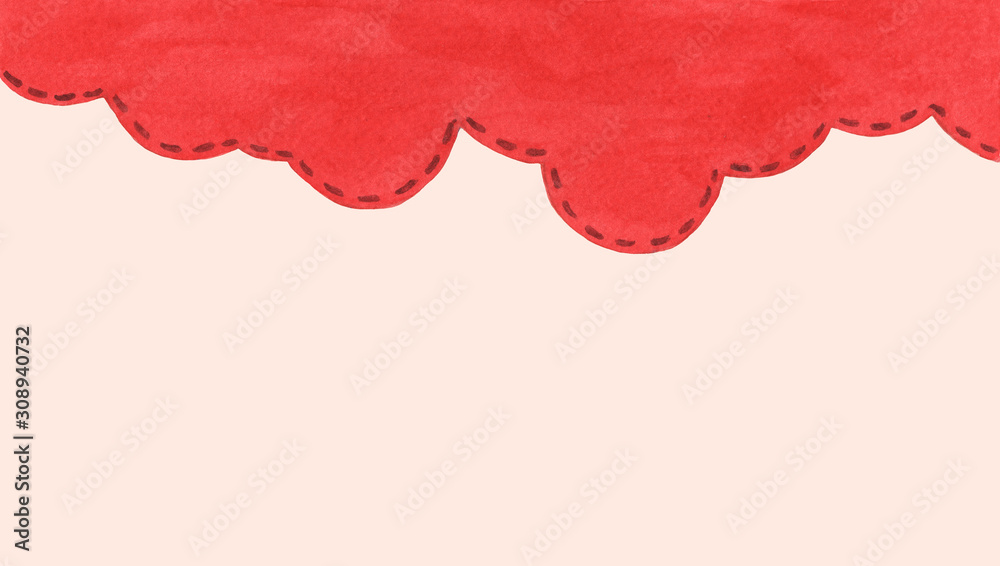 Red cloud on pastel background. Watercolor holiday card for invitations, greetings.