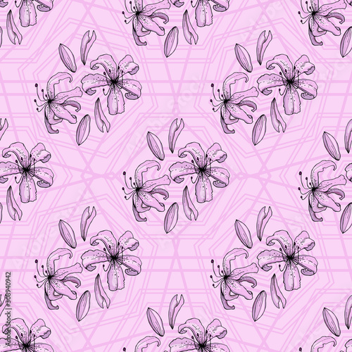 Lilium. Seamless pattern. Endless texture. 