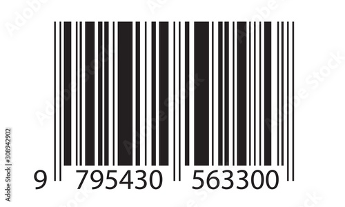 Barcode symbol. Bar code icon template with numbers isolated on white background photo