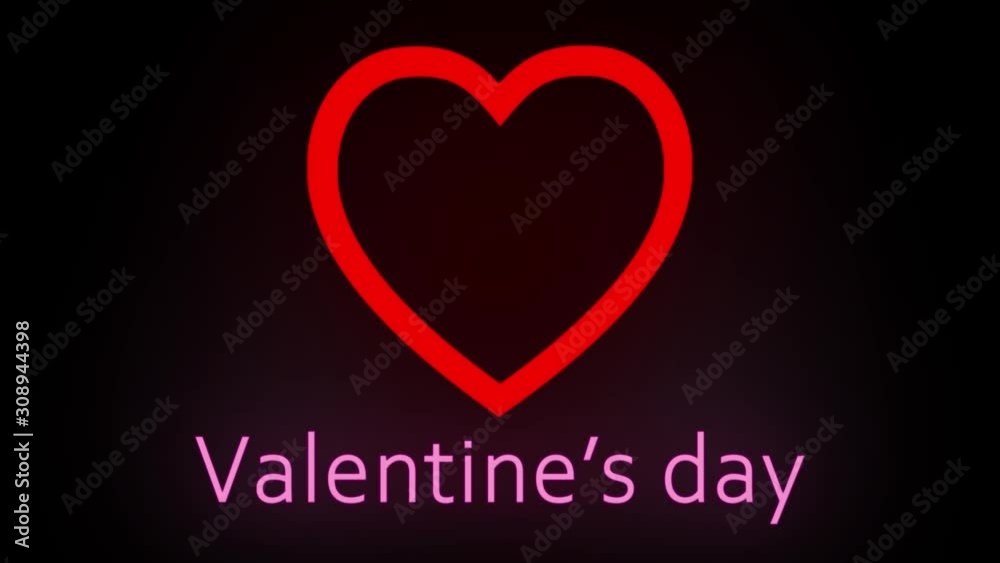 Happy Valentines Day neon light with 3d heart. Happy Valentines Day neon light with 3d heart.