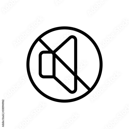 disabling the volume icon vector. A thin line sign. Isolated contour symbol illustration