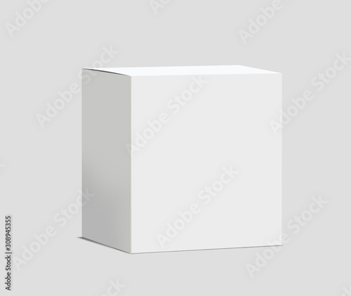 3d box isolated on white background, 3d box mockup