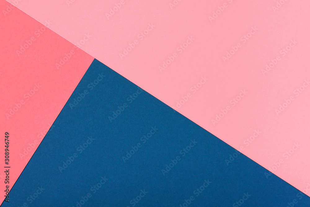 Abstract geometric paper background. Trendy blue and pink colors, active lines.