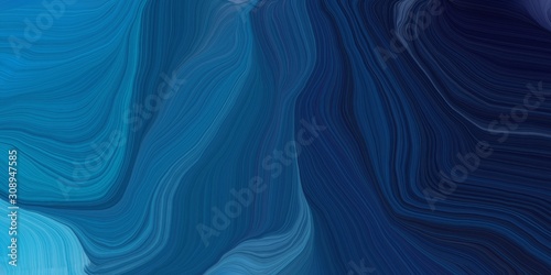 Fototapeta Naklejka Na Ścianę i Meble -  background graphic with elegant curvy swirl waves background illustration with midnight blue, light sea green and very dark blue color