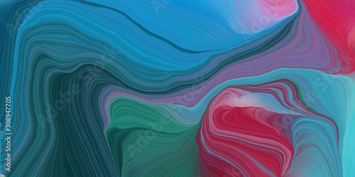 background graphic with abstract waves illustration with teal blue  moderate pink and very dark blue color