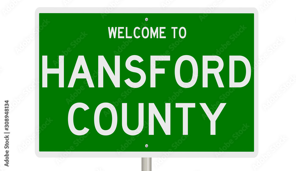 Rendering of a 3d green highway sign for Hansford County
