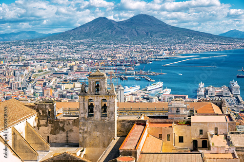 Aerial view of Naples from Castle Sant`Elmo, Campania, Italy photo