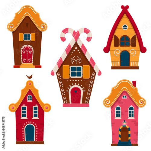 Set of  cute colorful fairy tale homes