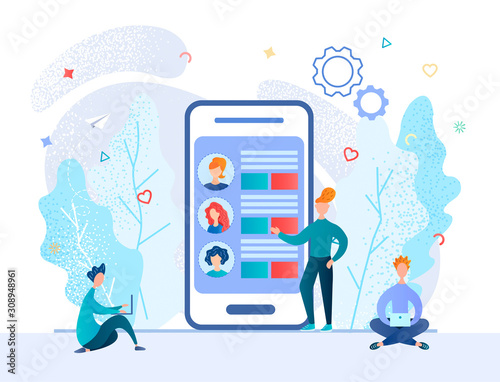Young men choose a sweetheart soule mate partner by a mobile application