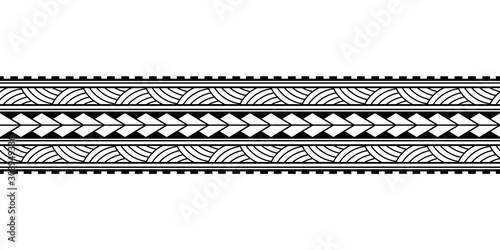 Maori polynesian tattoo bracelet. Tribal sleeve seamless pattern vector. Samoan border tattoo design fore arm or foot. Armband tattoo tribal. band fabric seamless ornament isolated on white background
