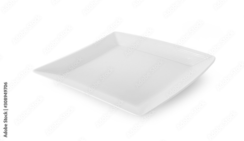 empty white plate on white background empty white plate on white background
