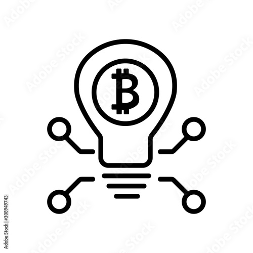 The rise of bitcoin icon vector. A thin line sign. Isolated contour symbol illustration