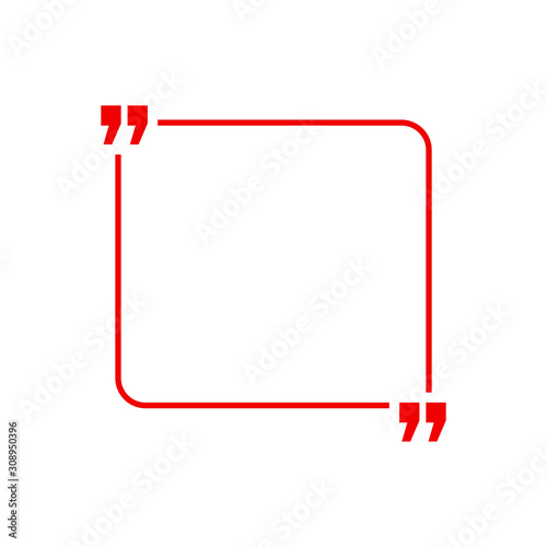 Quotation blank template in red quotes isolated on White. Creative banner illustration with blank quotation frame with quotes. Minimalistic modern empty template typography design wisdom or motivation