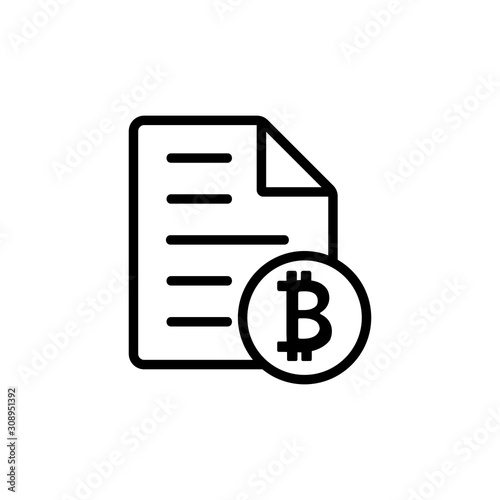 The rise of bitcoin icon vector. A thin line sign. Isolated contour symbol illustration