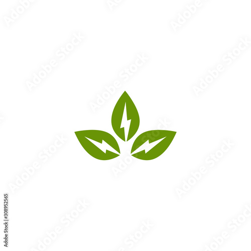 Green energy eco logo design vector template