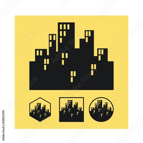 buildings cityscape isolated Icon logo set