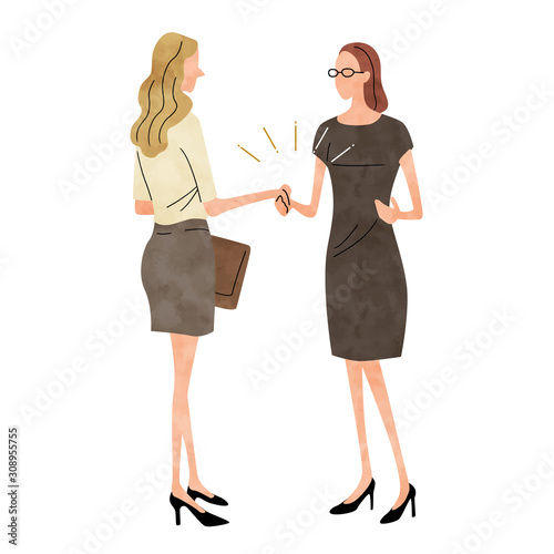 Illustration material: business scene, handshake, women