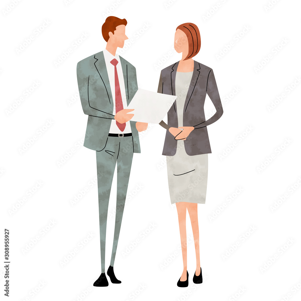 Illustration material: business scene, man, woman Illustration material: business scene, man, woman