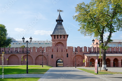 Tula, Russia - September 12, 2019: The tower of the Pyatninskie gate in the Tula Kremlin photo