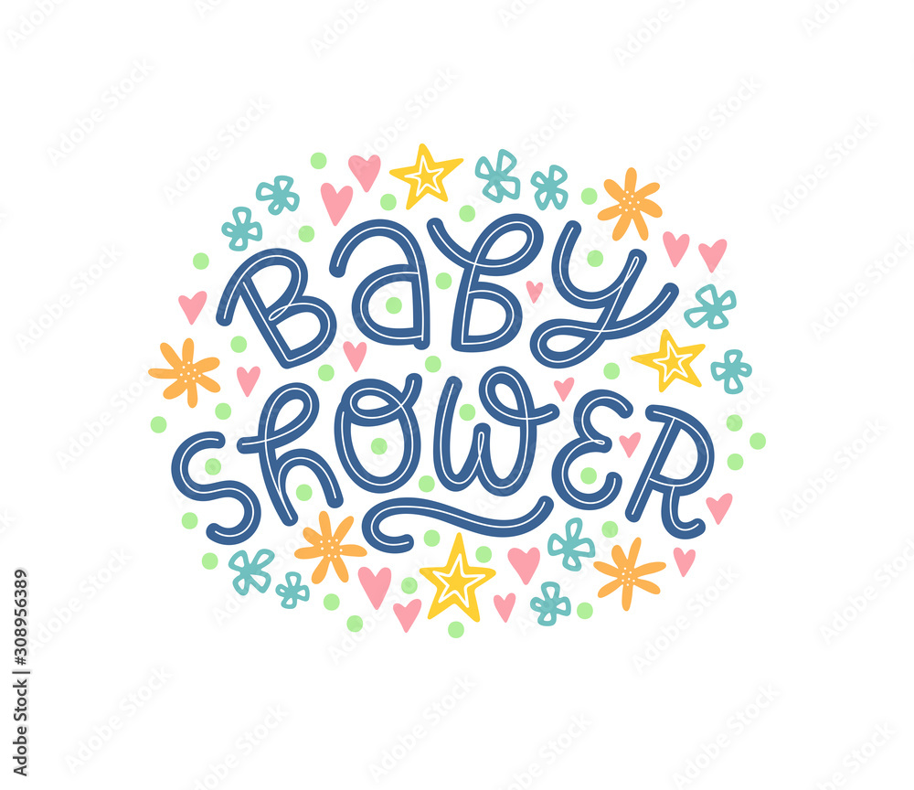 Vector illustration of Baby Shower text