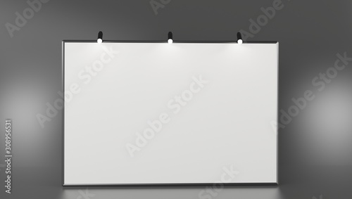 Fabric Pop Up basic unit Advertising banner media display backdrop. Blank white 3d render illustration