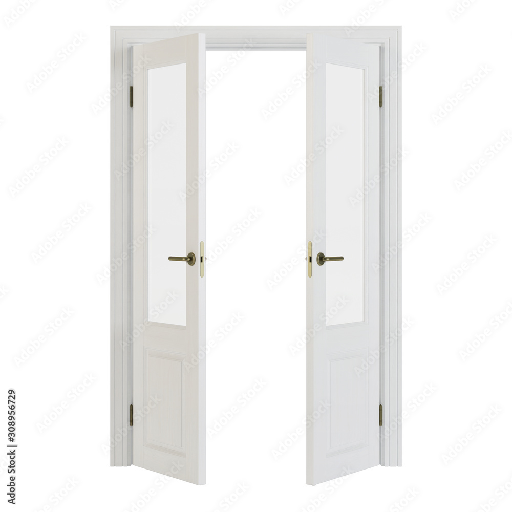 Interroom door isolated on white background. 3D rendering. Interroom door isolated on white background. 3D rendering.