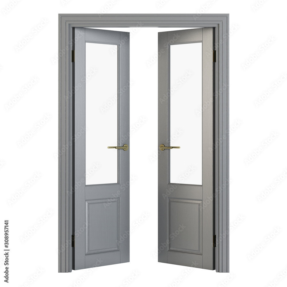 Interroom door isolated on white background. 3D rendering. Interroom door isolated on white background. 3D rendering.