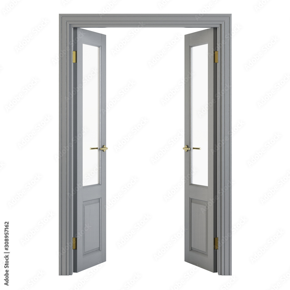 Interroom door isolated on white background. 3D rendering. Interroom door isolated on white background. 3D rendering.