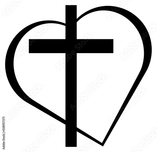 Cross and heart: symbol of faith and love, faith is love