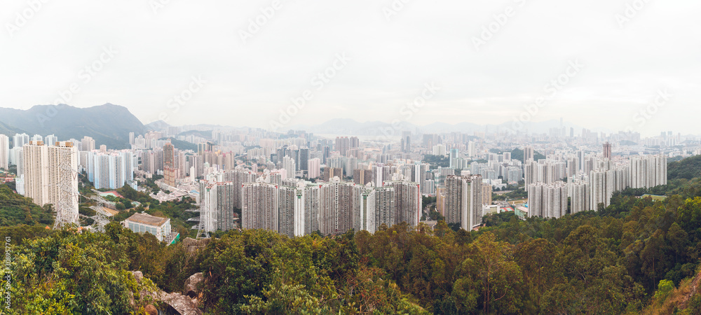 Panoramic view of the city. Point Lion Rock.